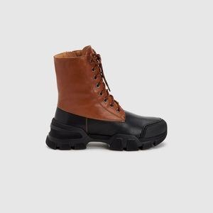 Aquatalia Black and Brown Ankle Boots